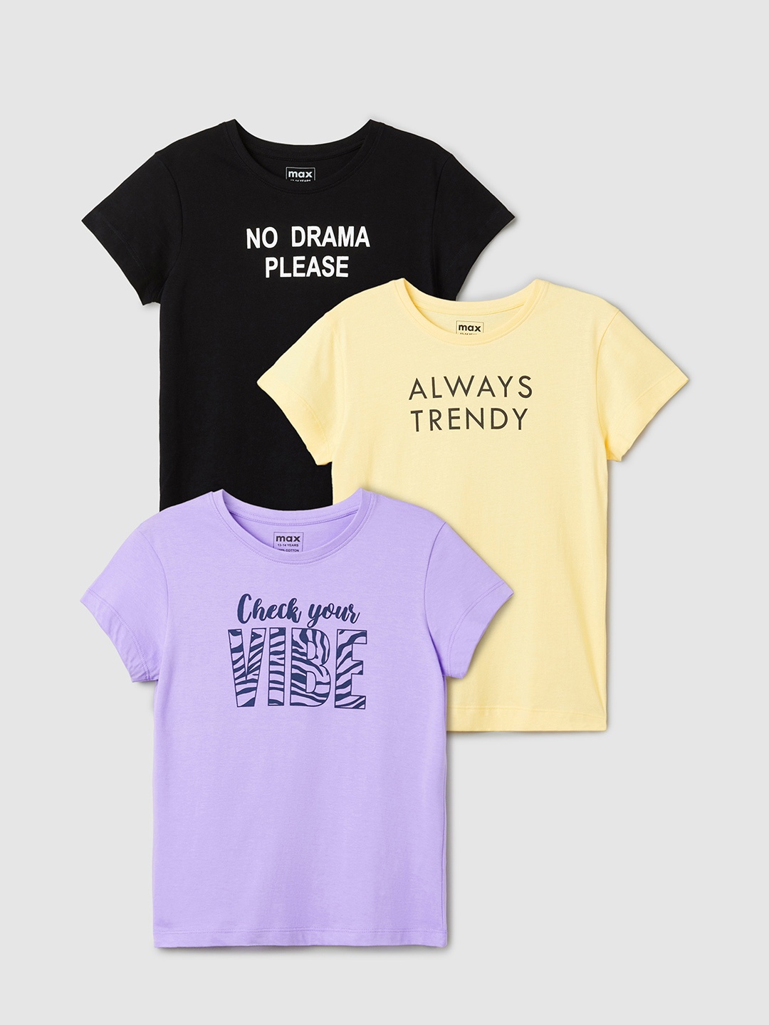 

Max Girls Printed T-Shirt - Pack of 3, Multi