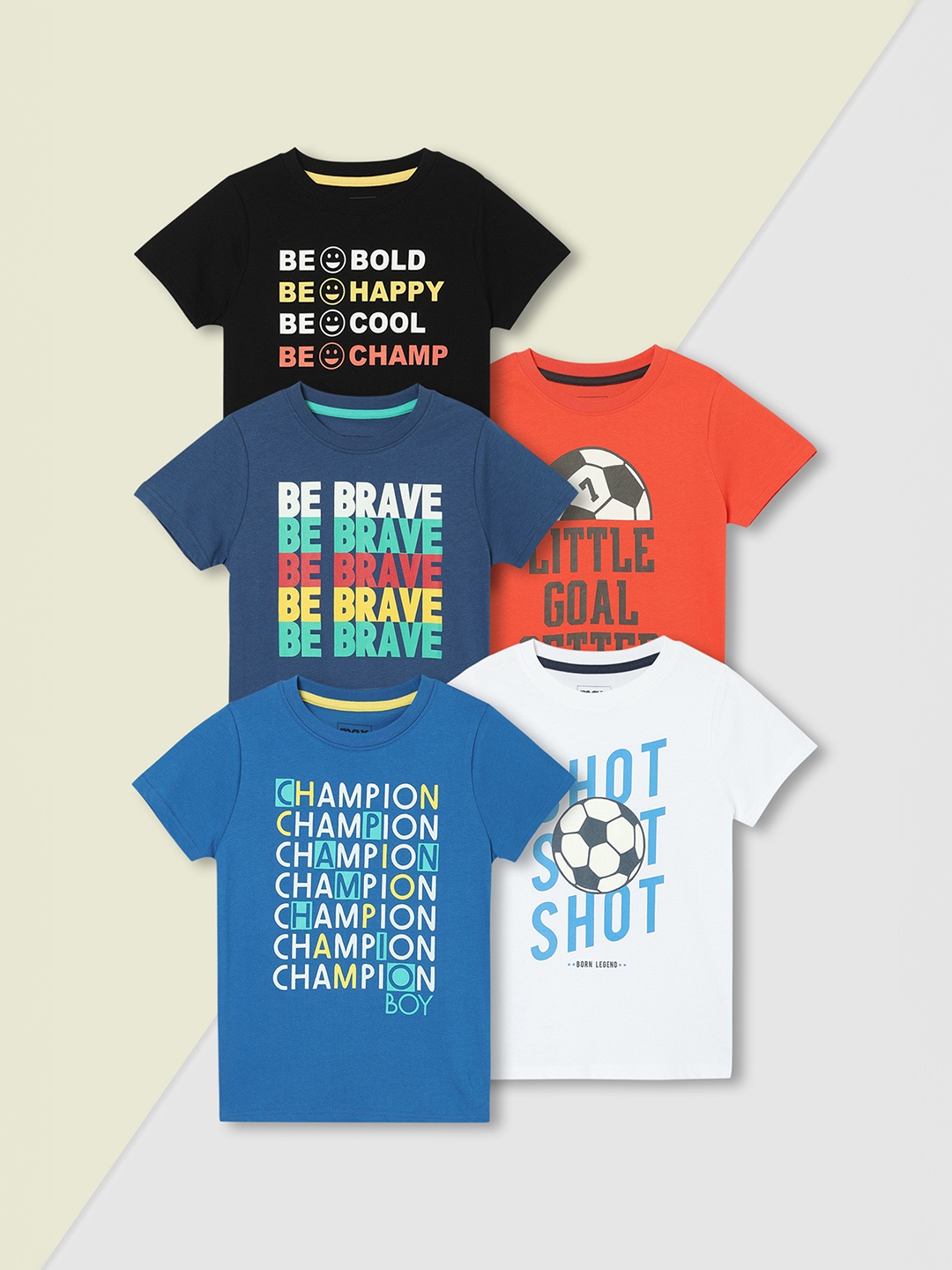 

max Boys Graphic Printed T-shirt - Pack of 5, Multi