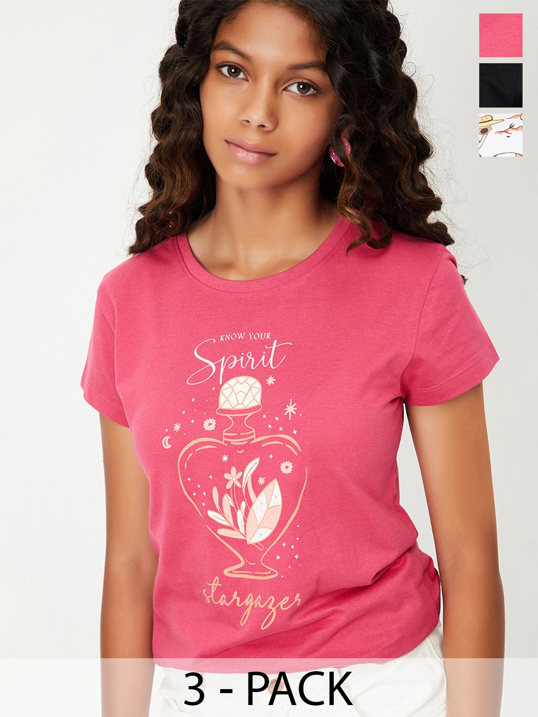 

Max Girls Printed T-Shirt - Pack of 3, Multi