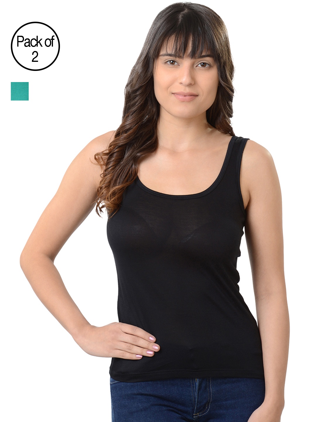 

Da Intimo Set of 2 Camisoles DI977, Black