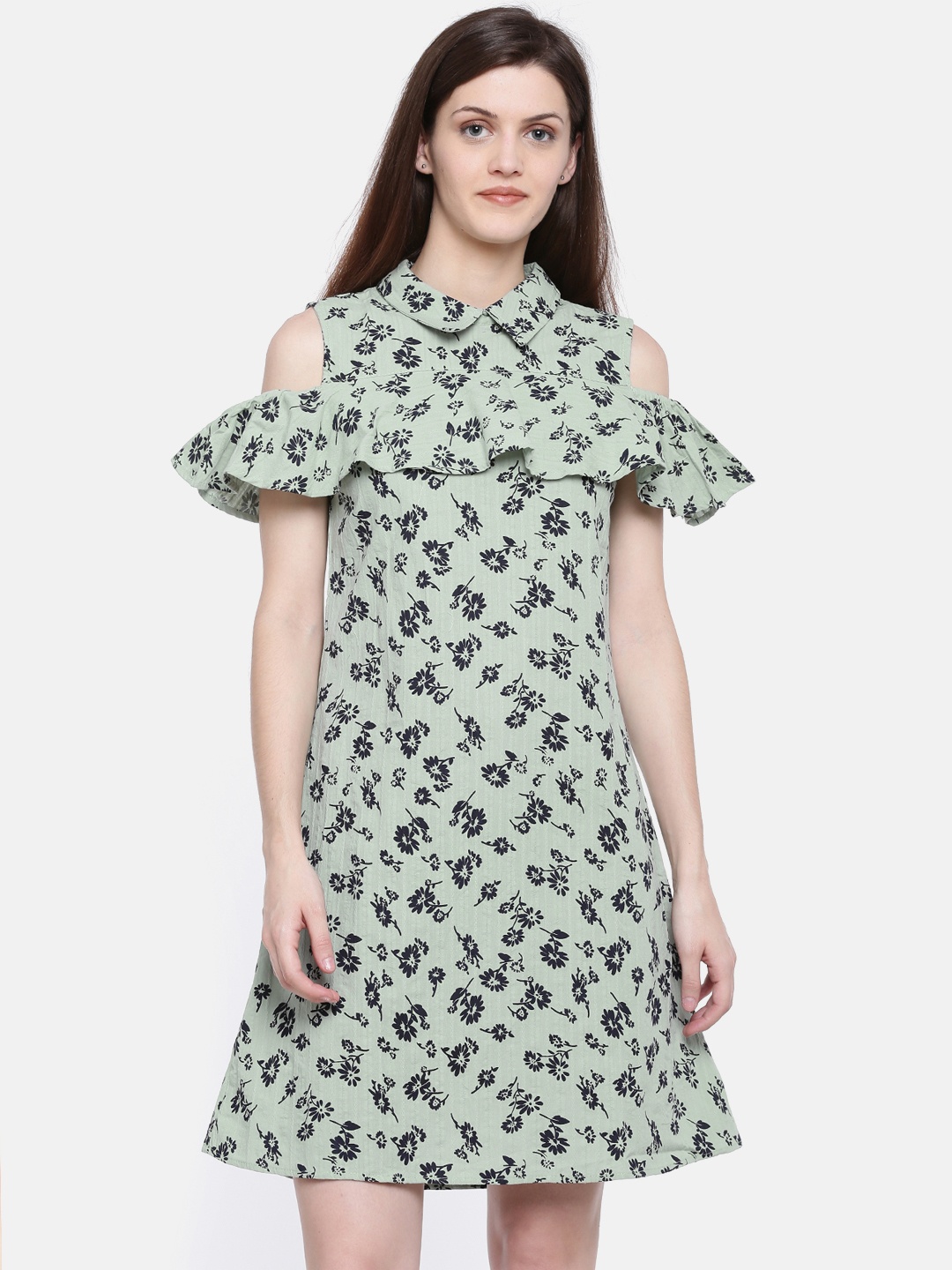

Deal Jeans Women Green Printed A-Line Dress