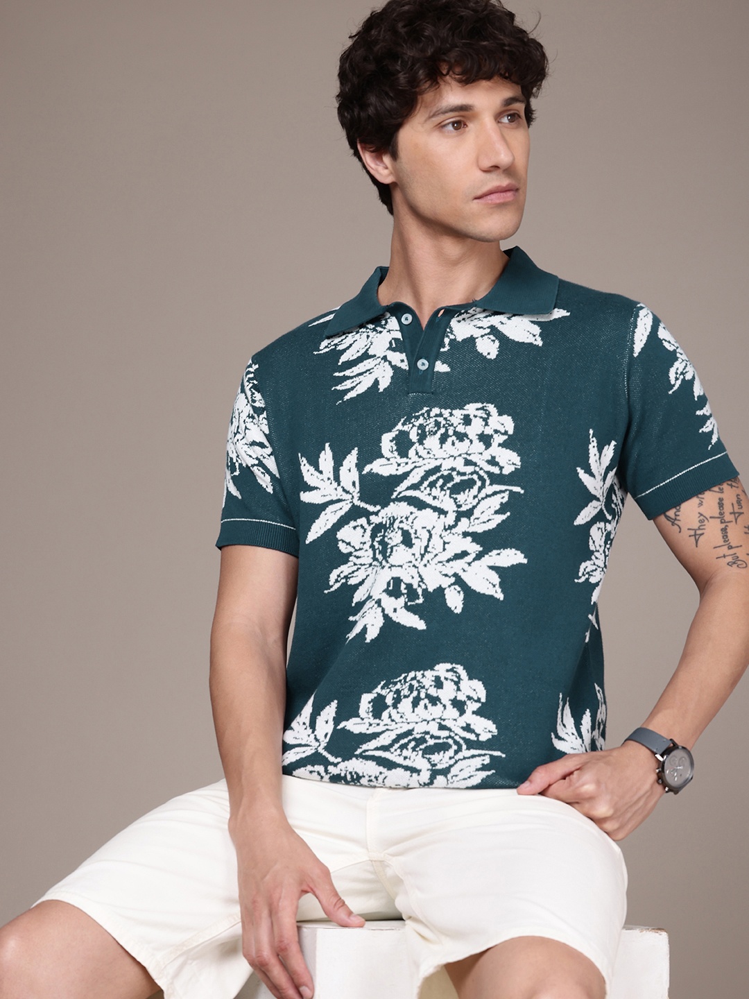 

French Connection Polo Collar Bio Finish T-shirt, Blue