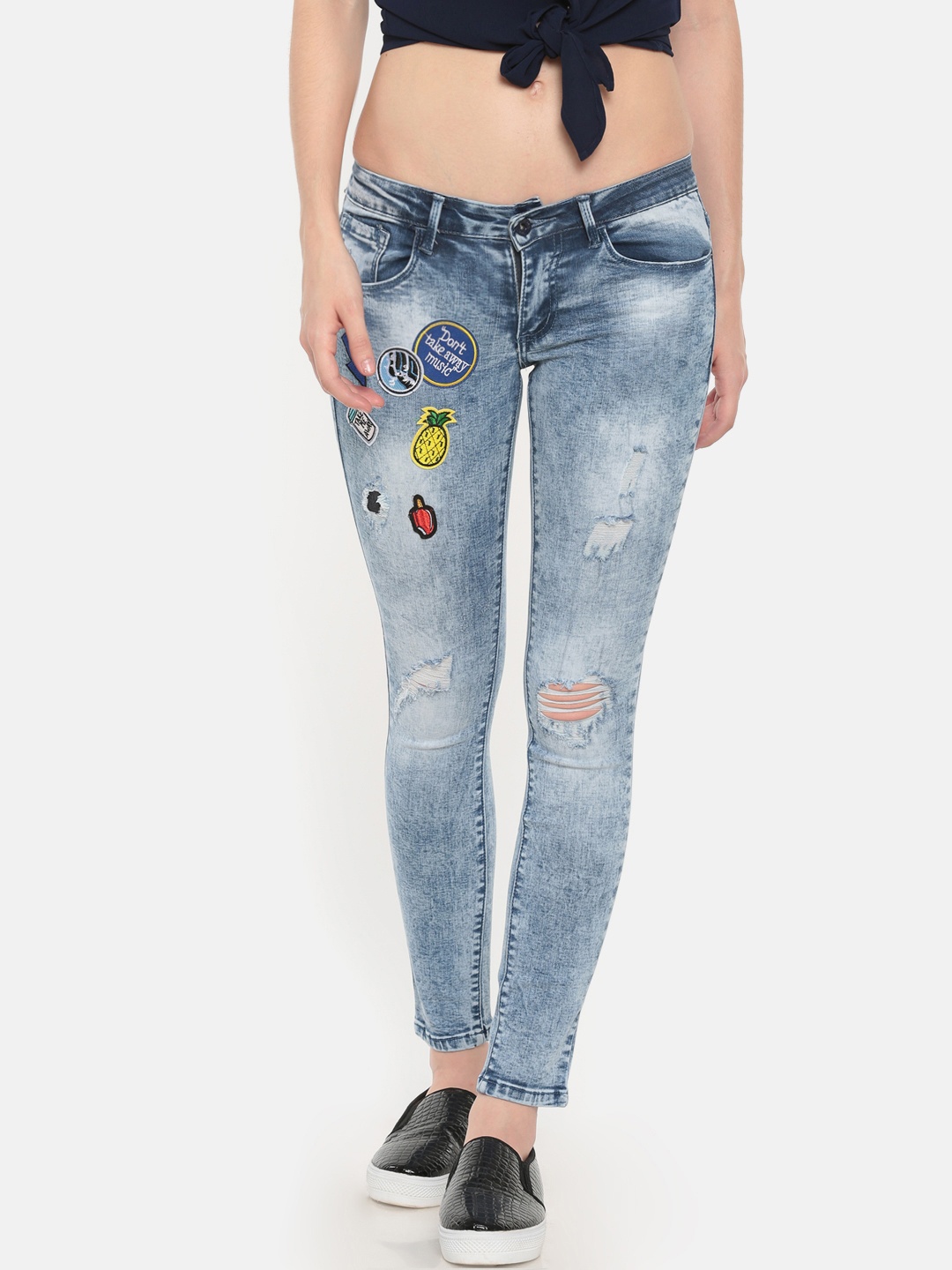 

Deal Jeans Women Blue Skinny Fit Mid-Rise Mildly Distressed Jeans