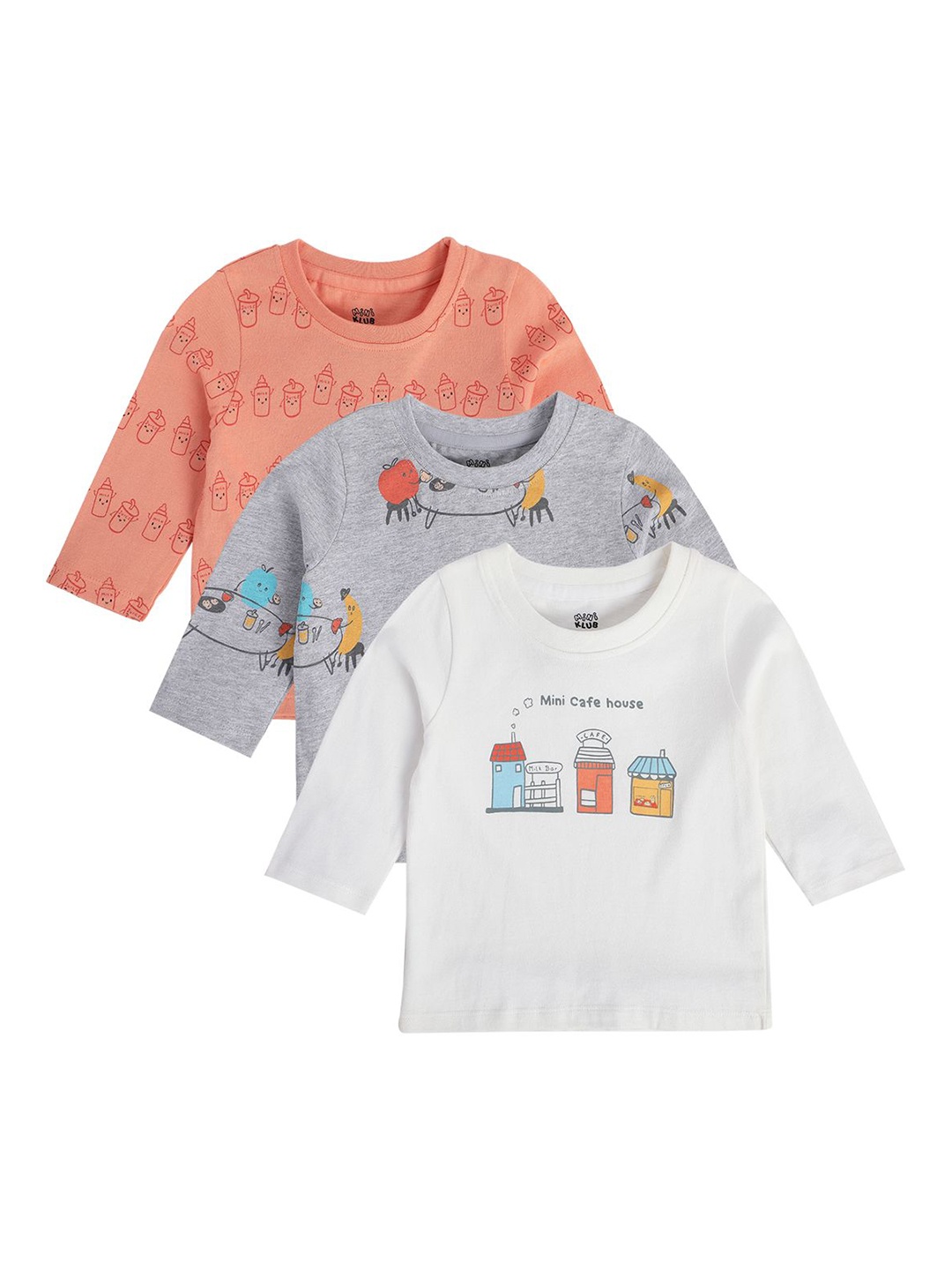 

MINI KLUB Boys Pack Of 3 Printed Applique T-shirt, Orange