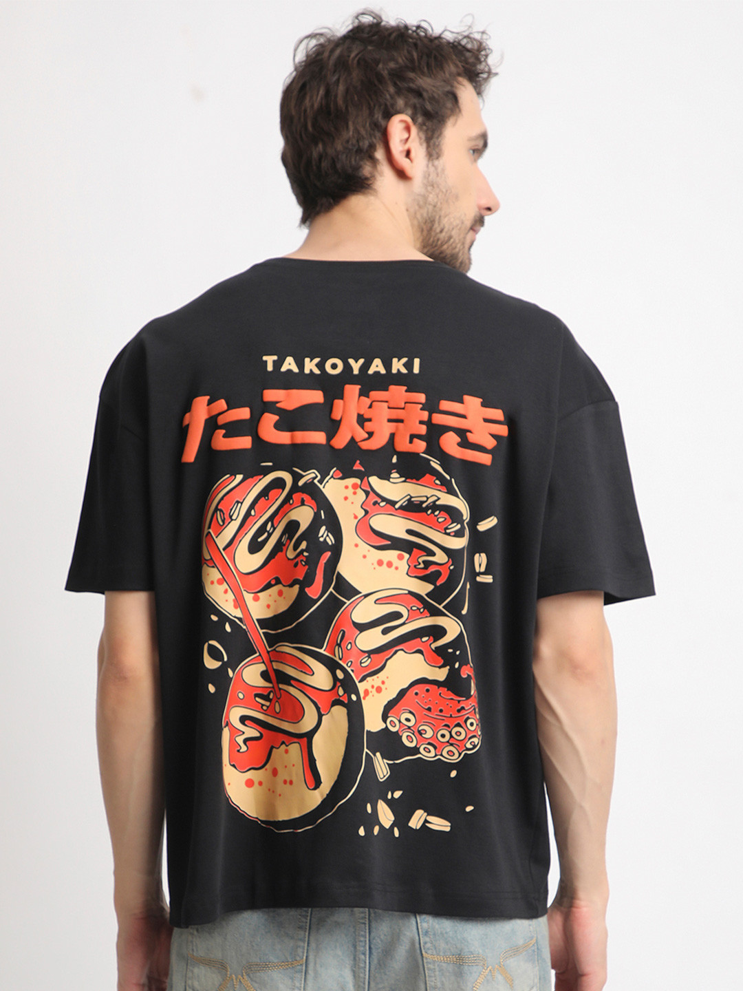 

Bene Kleed Men Typography Printed Round Neck Cotton Oversized T-shirt, Black