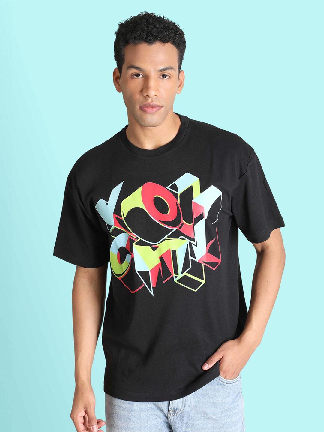 

Bene Kleed Men Typography Printed Applique T-shirt, Black