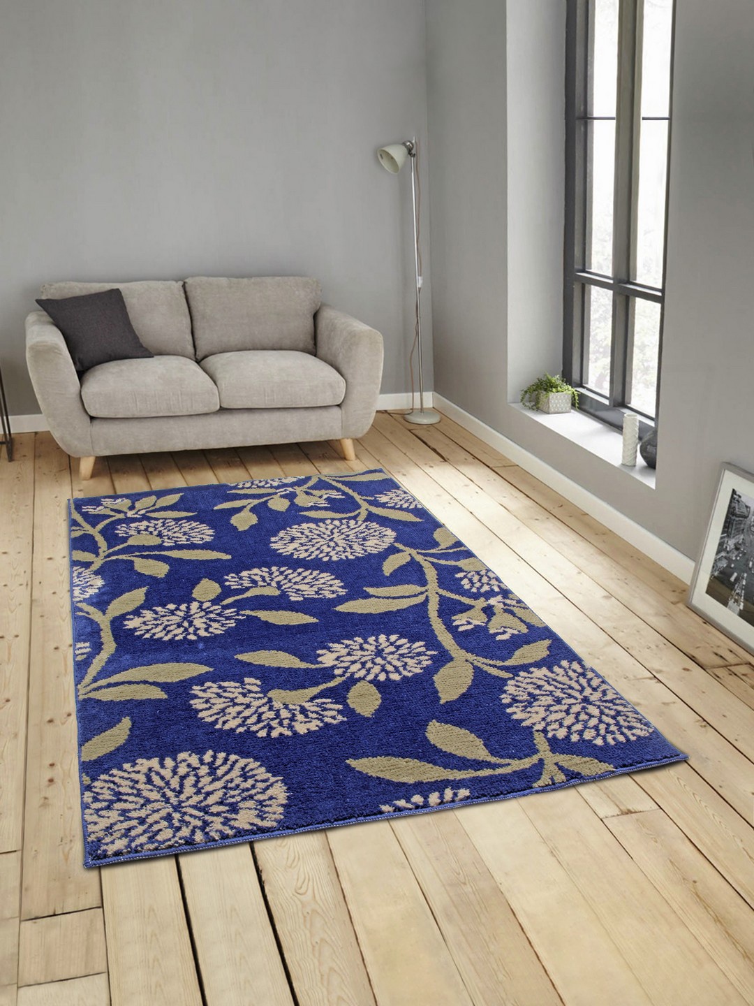 

ROMEE Blue Microfiber Knitted Carpet