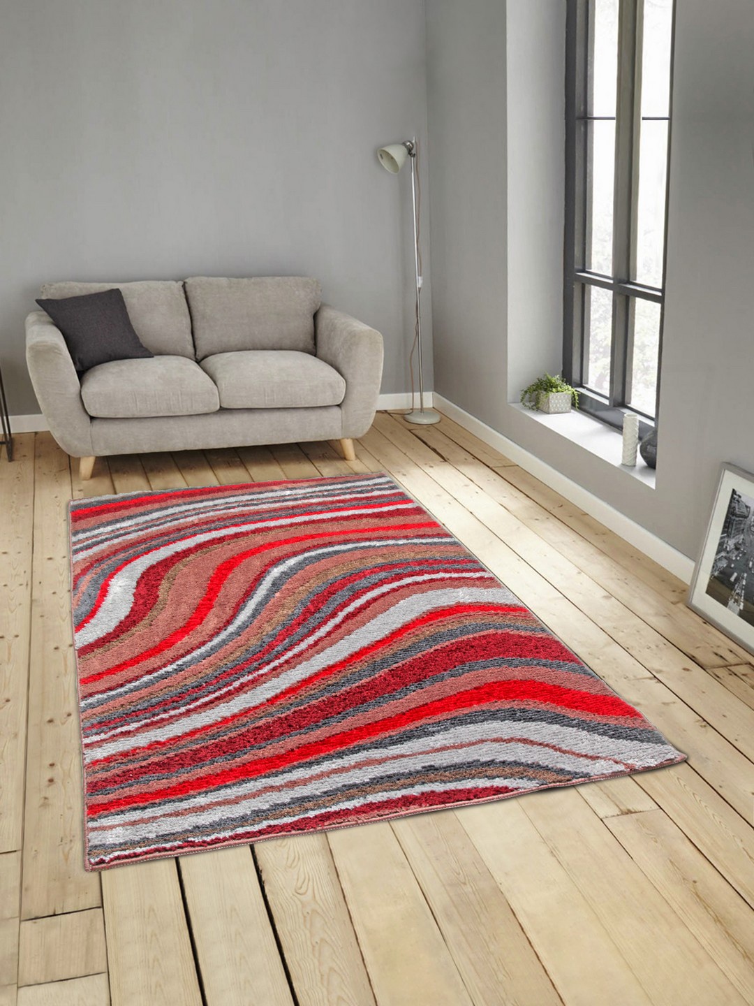 

ROMEE Multicoloured Microfiber Knitted Carpet, Multi