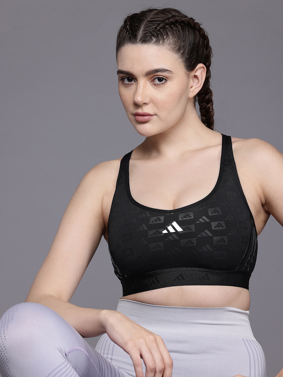 

ADIDAS PWR MS HYGLM Q4 Aeroready Medium Coverage Lightly Padded Training Bra, Black