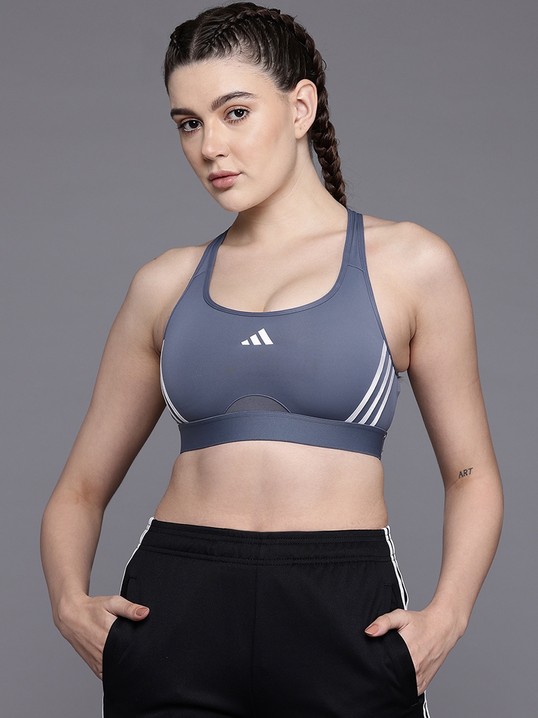 

ADIDAS Half Coverage Lightly Padded Sports Bra, Blue