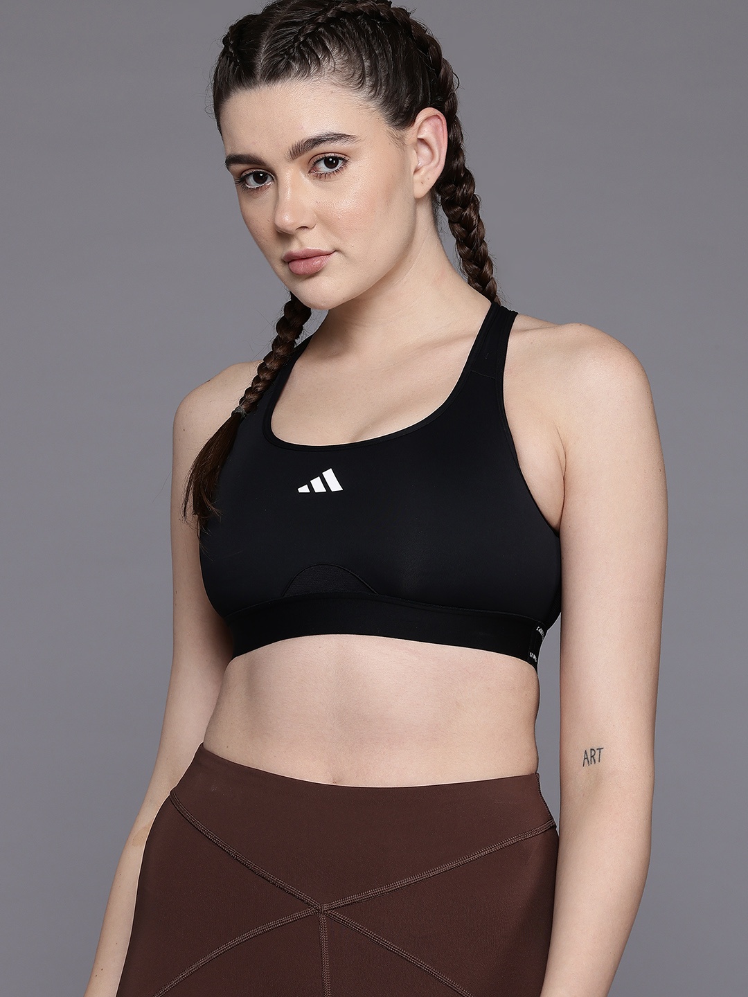 

ADIDAS Half Coverage Lightly Padded Sports Bra, Black