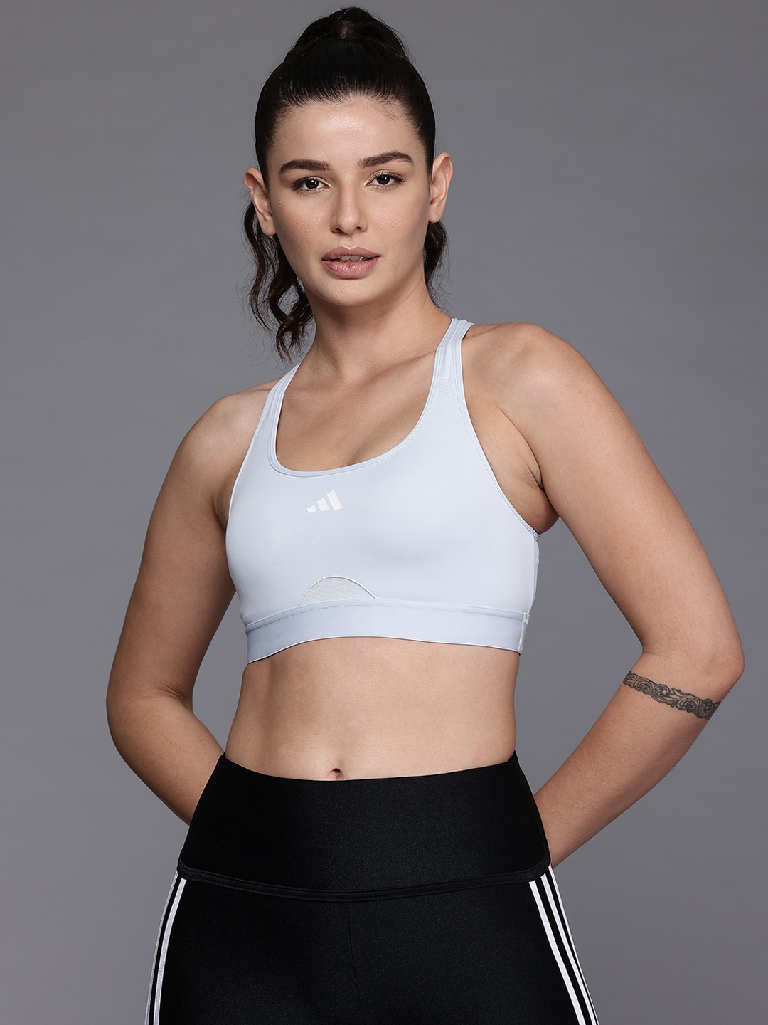 

ADIDAS Graphic Bra Half Coverage Lightly Padded, Grey