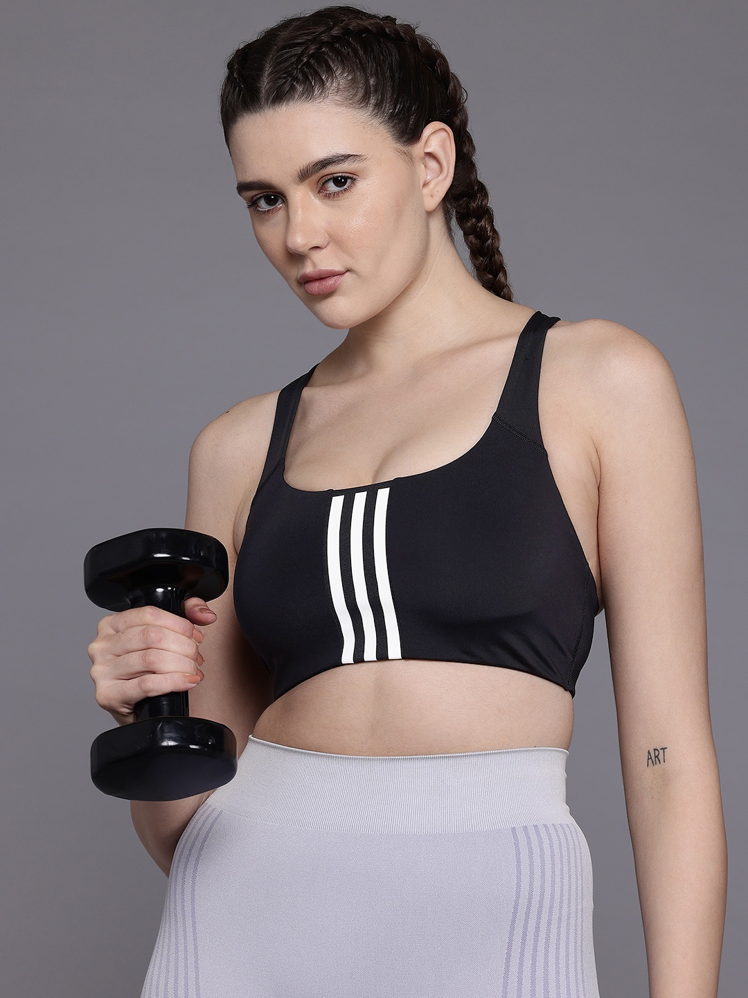 

ADIDAS Pwim Ms 3S Aeroready Half Coverage Lightly Padded Training Bra, Black