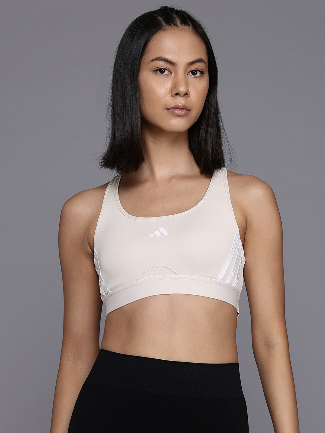 

ADIDAS Full Coverage Lightly Padded Sports Bra, Beige