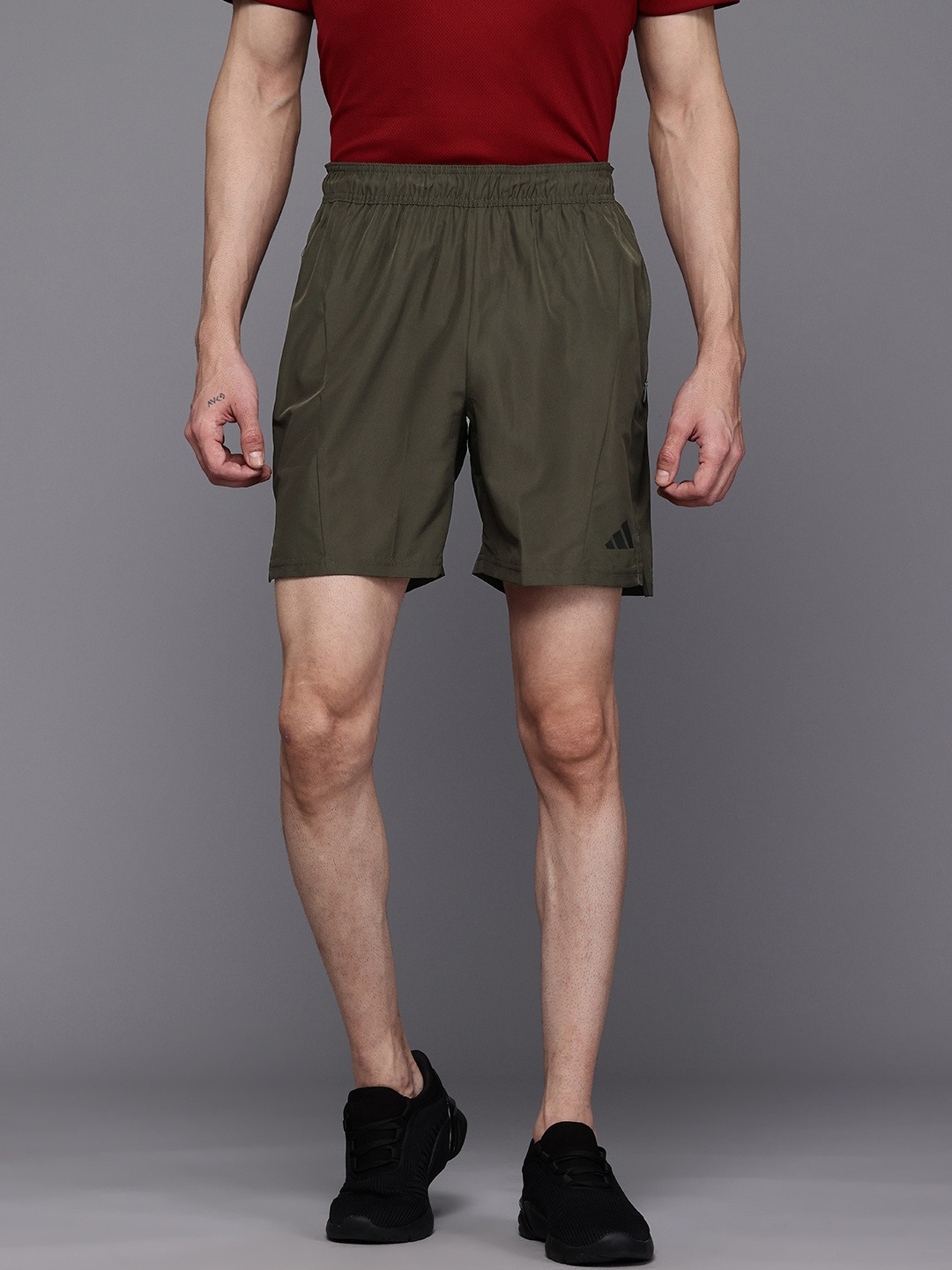 

ADIDAS Men Brand Logo Print Designed for Training Sports Shorts, Olive