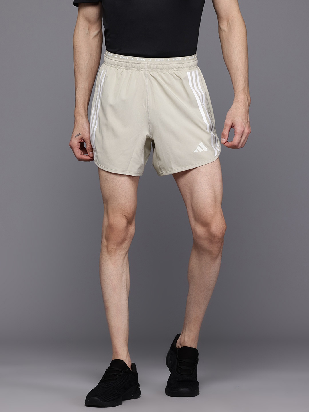 

ADIDAS Men Own The Run 3-Stripes Shorts, Beige