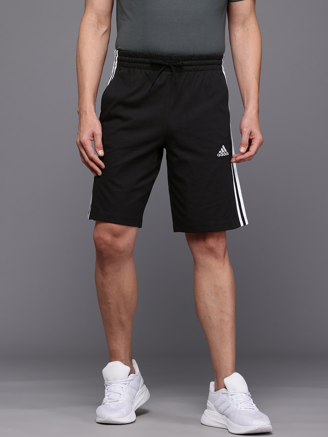 

ADIDAS Men 3-Stripes Single Jersey 10 Shorts, Black