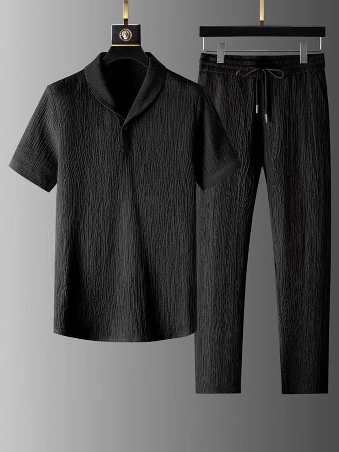 

StyleCast Polo Collar T-shirt with Pyjamas, Black