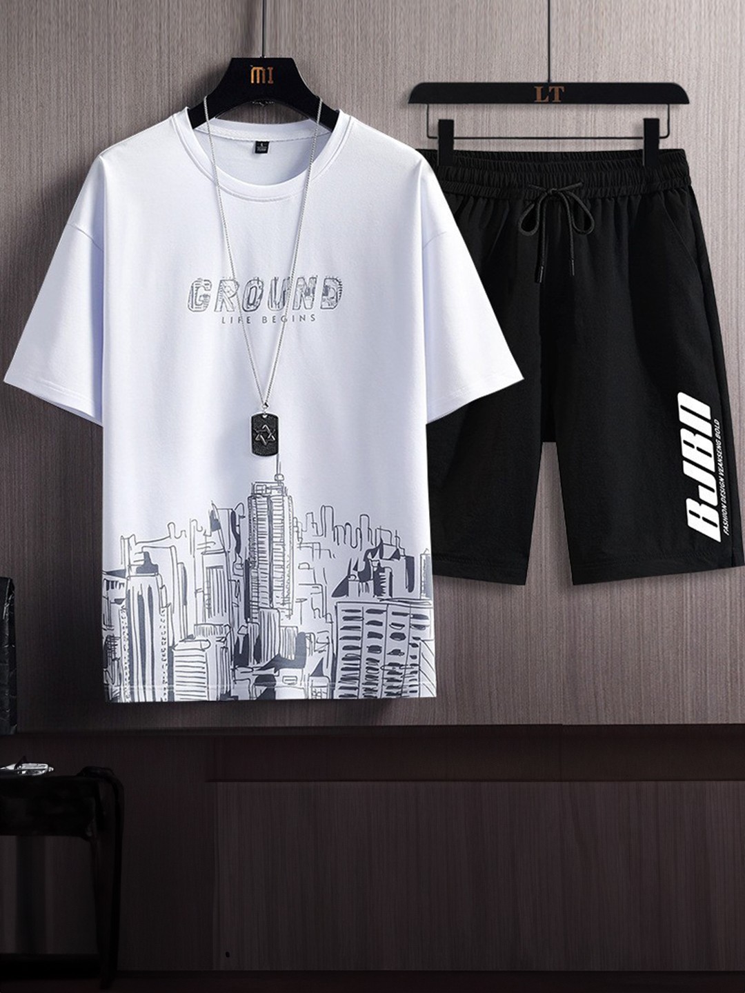 

StyleCast White Typography Round Neck Printed T-shirt with shorts