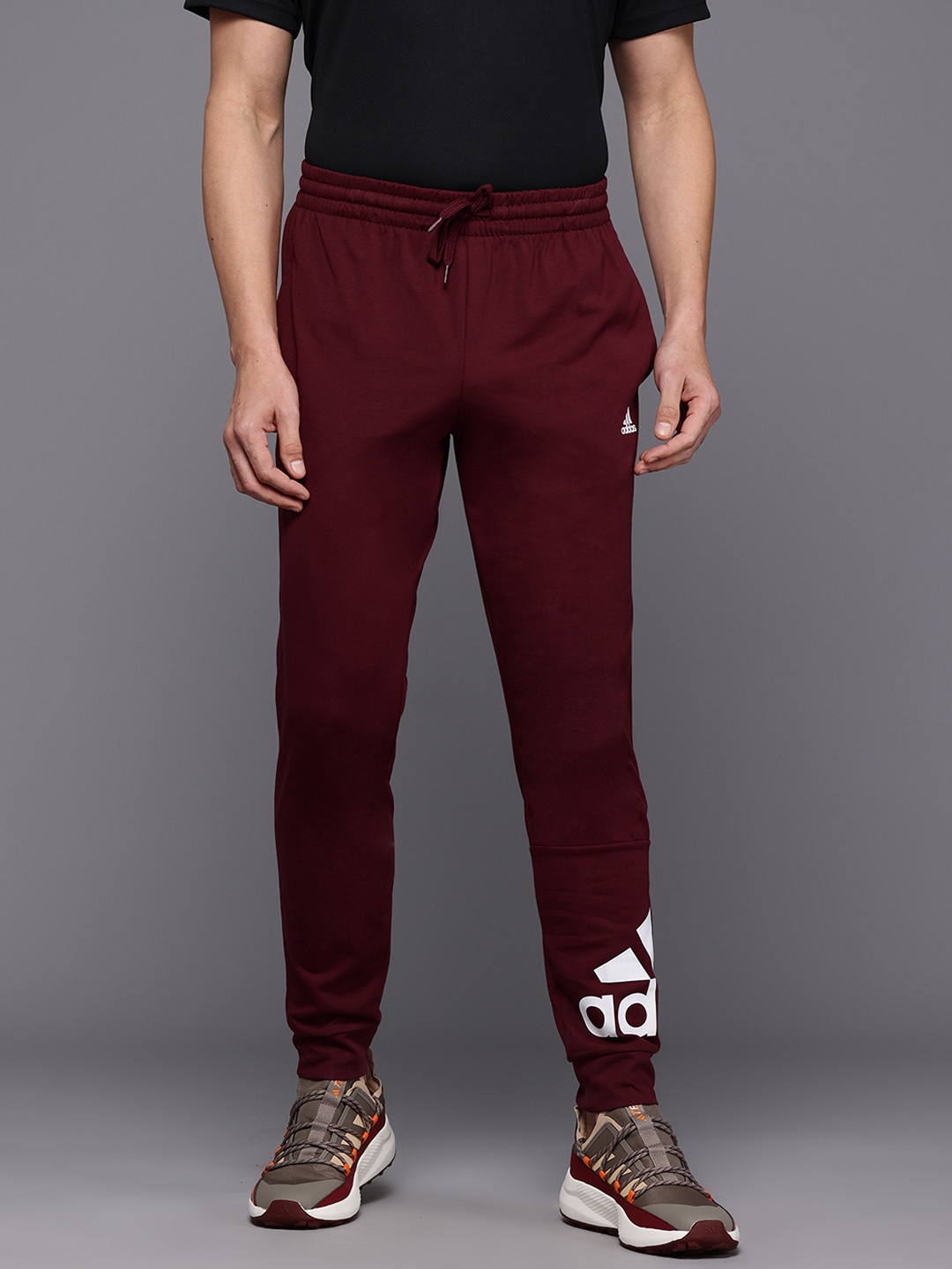 

ADIDAS Men Brand Logo Print Joggers, Maroon