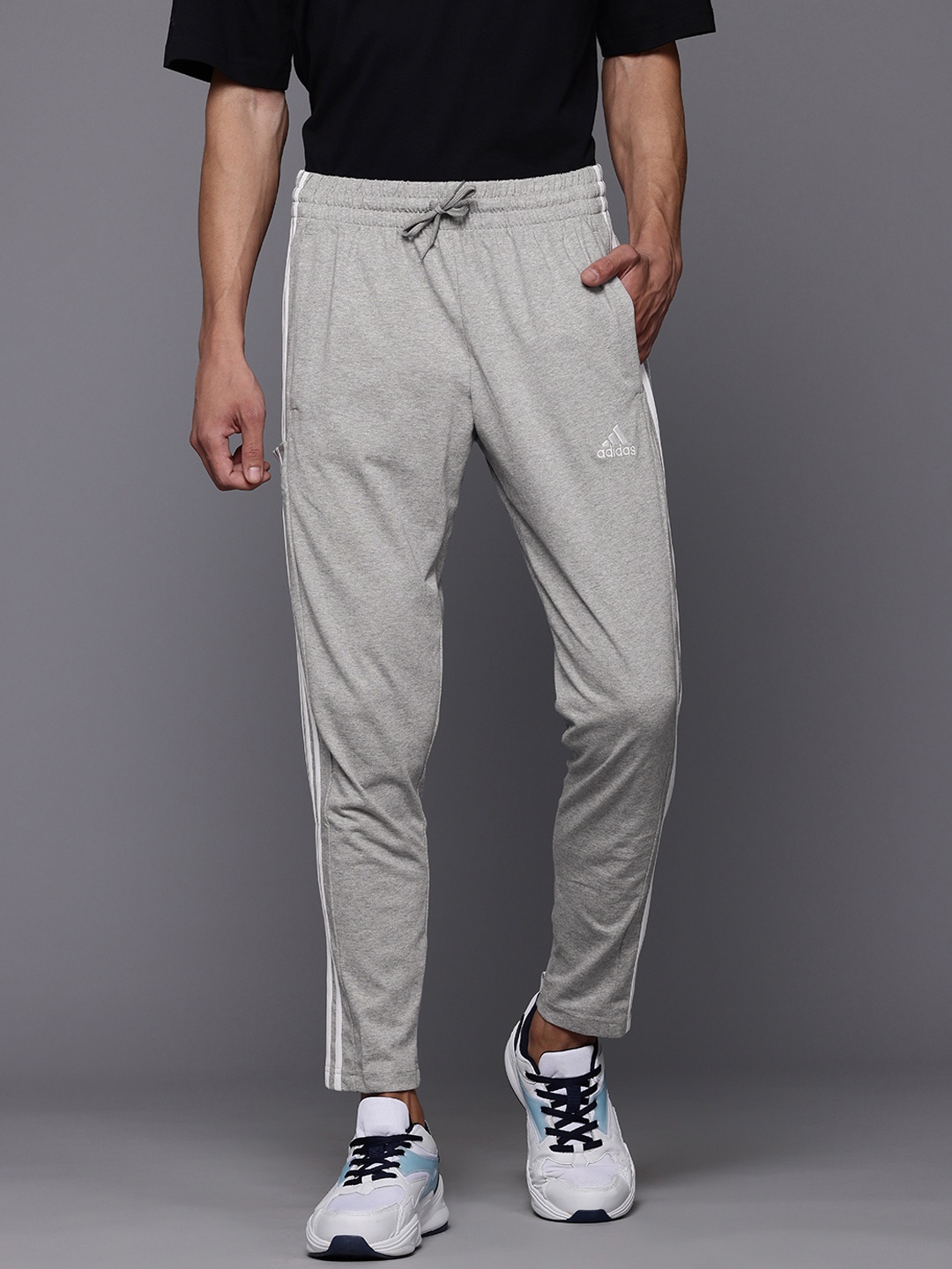 

ADIDAS Men 3-Stripes Single Jersey TO Training Track Pants, Grey