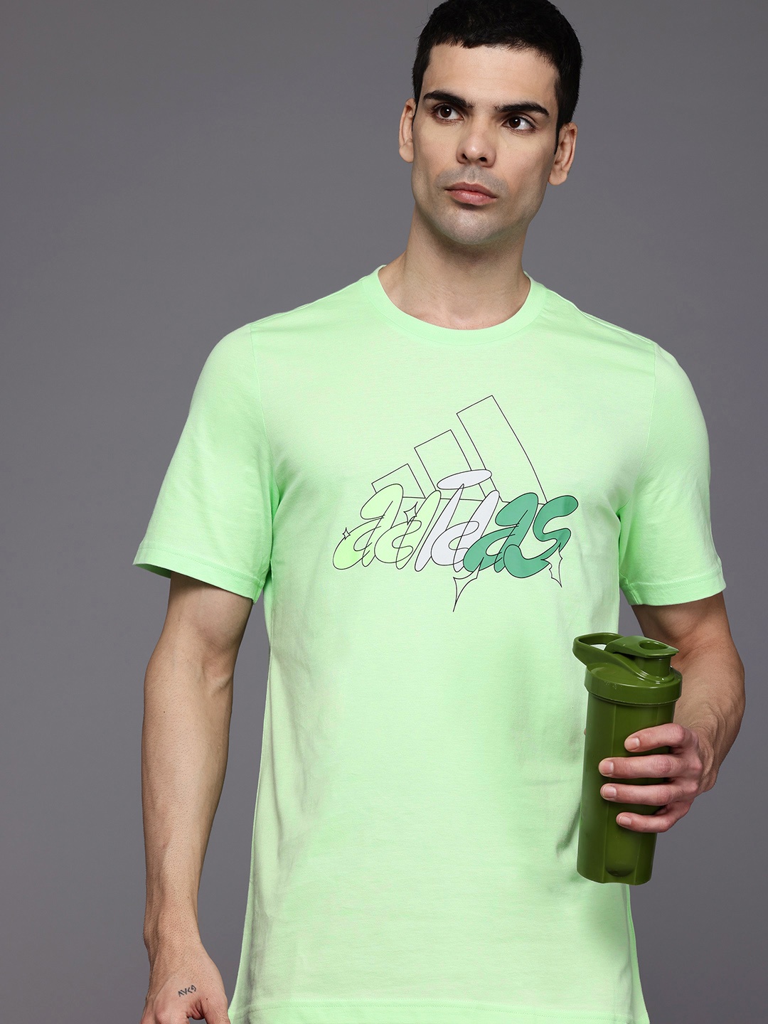 

ADIDAS Pure Cotton Illustrated Badge Graphic Tee, Green