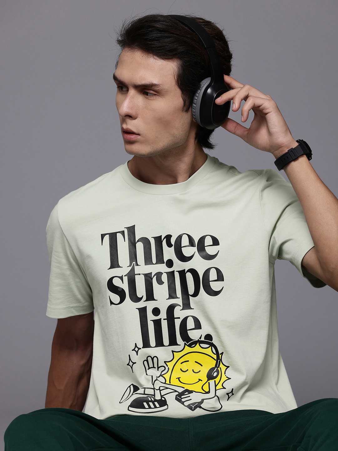 

ADIDAS Positive Printed Pure Cotton T-shirt, Green