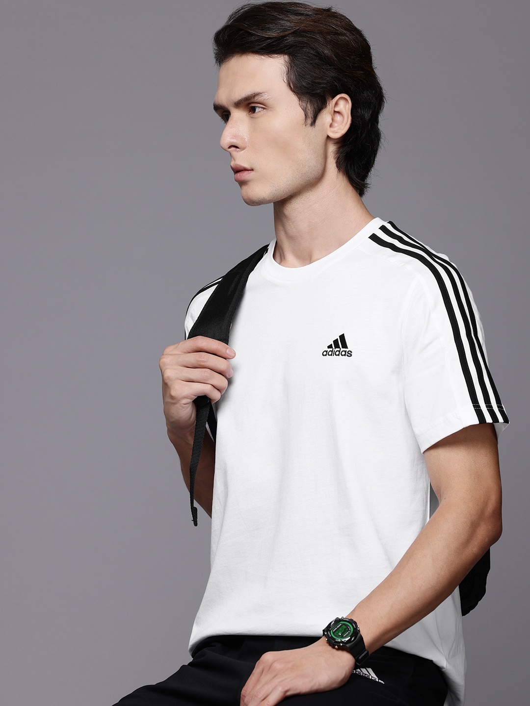 

ADIDAS 3-Stripes Single Jersey Pure Cotton T-shirt, White