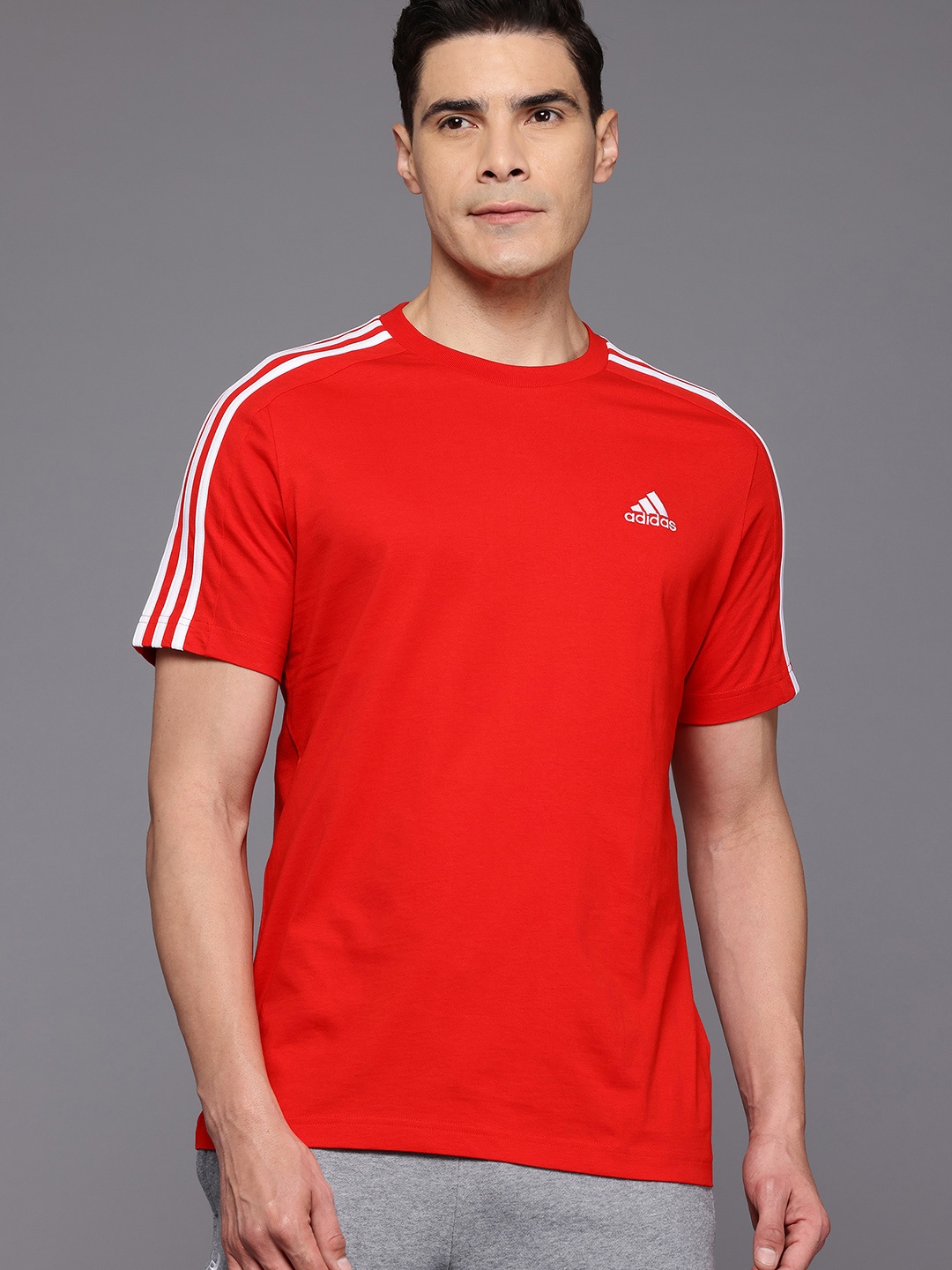 

ADIDAS Essentials Jersey 3-Striped T-shirt, Red