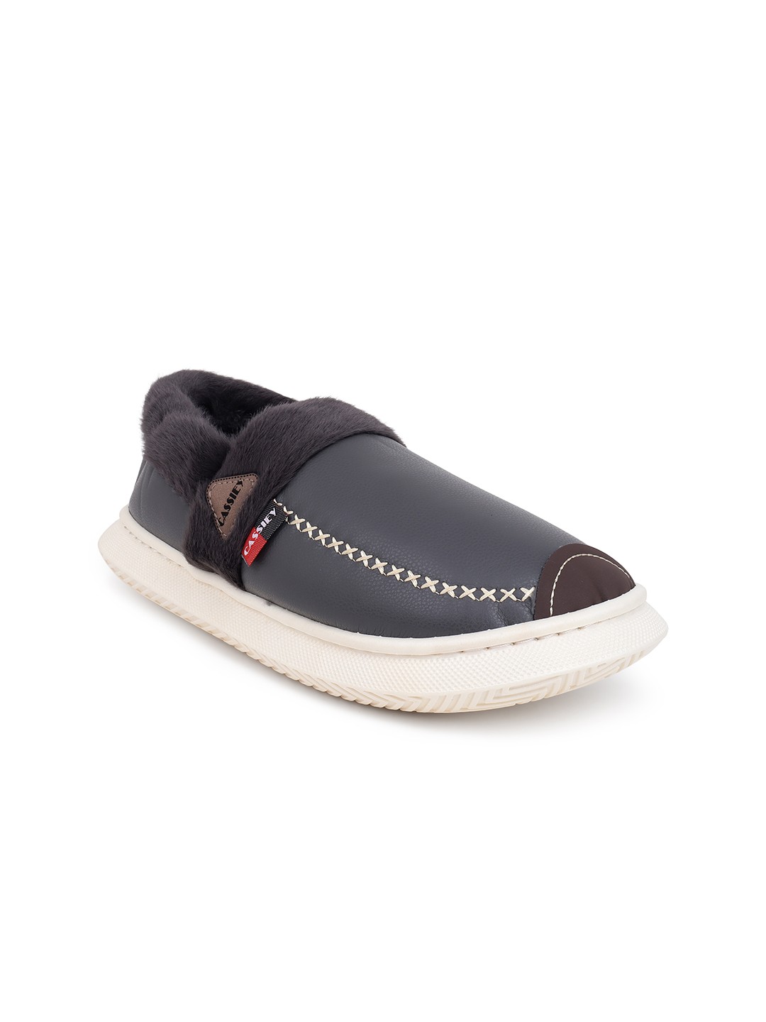 

CASSIEY Women Round Toe Slip-On Sneakers, Grey