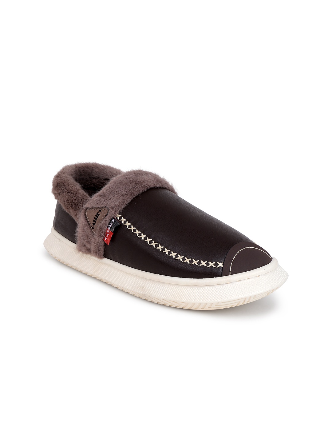 

CASSIEY Women Round Toe Slip-On Sneakers, Coffee brown