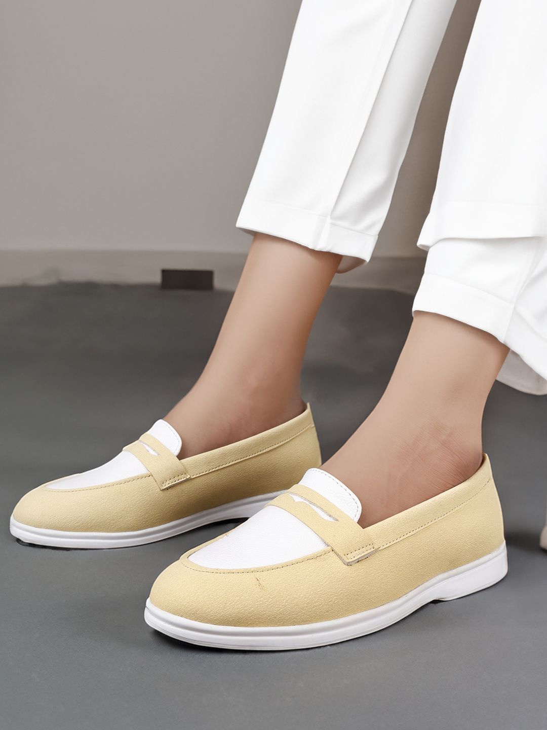 

Bxxy Women PU Slip-on Casual Loafers, Yellow