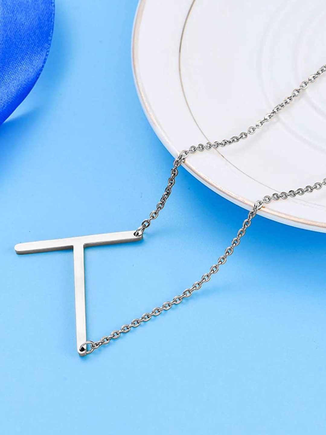 

Goldnera Girls 925 Sterling Silver T Alphabet Pendant with Chain