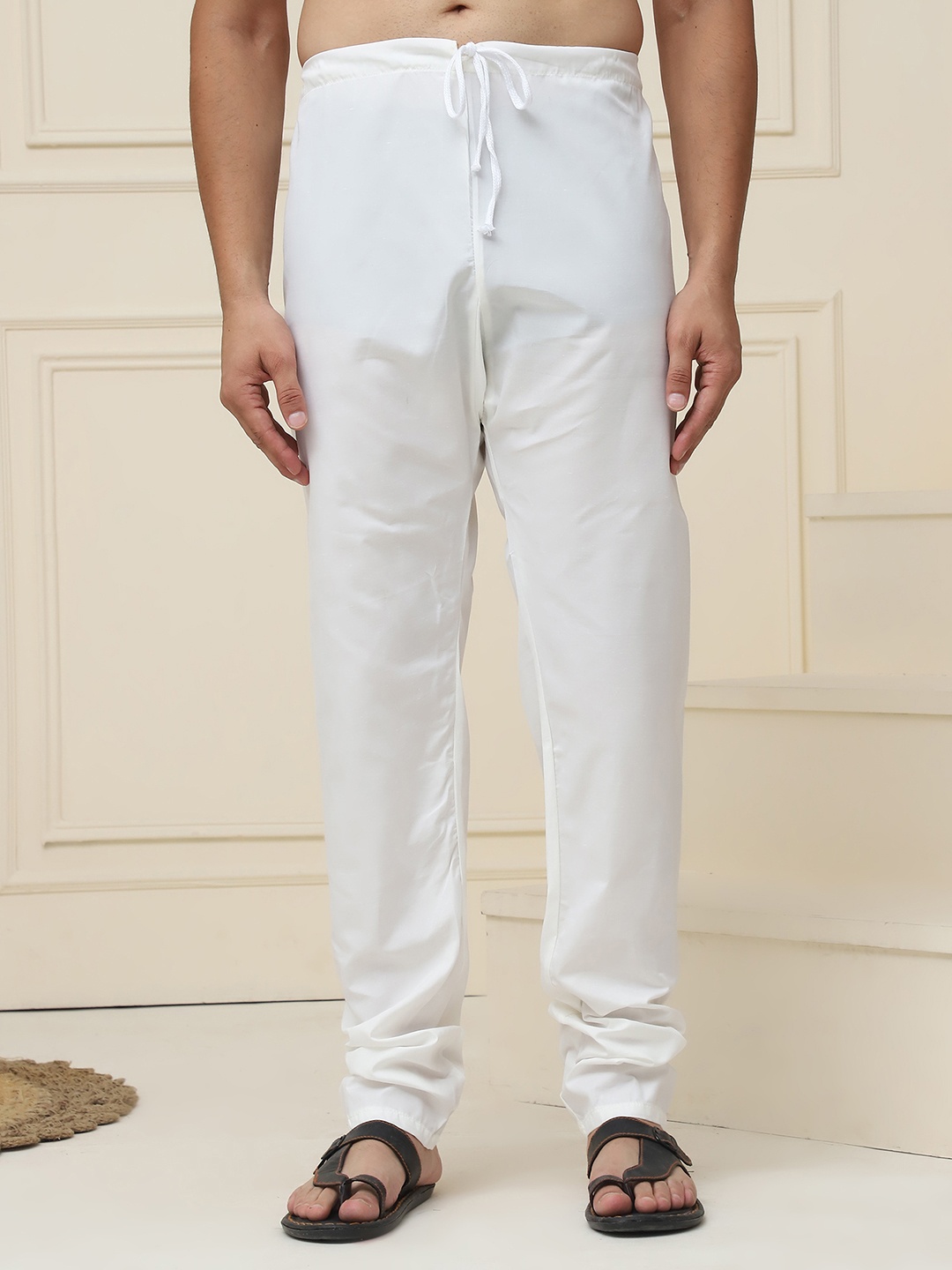 

SOJANYA Pure Cotton Mid Rise Men Pyjama, Off white