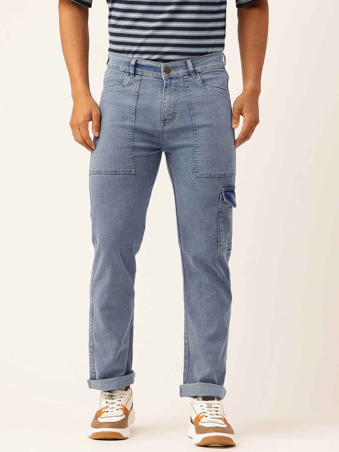 

PARIS HAMILTON Men Relaxed Fit Light Fade Stretchable Jeans, Blue