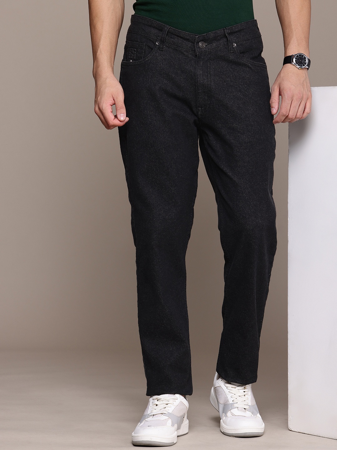 

French Connection Men Clean Look Smart Regular Fit Stretchable Jeans, Black