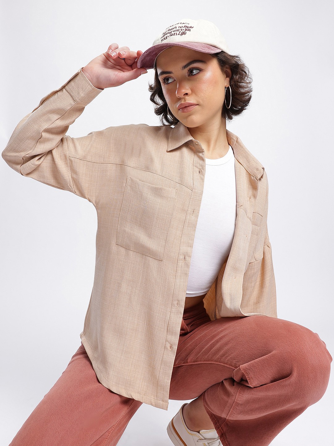 

DressBerry Elegant Essence Drop-Shoulder Shirt, Beige