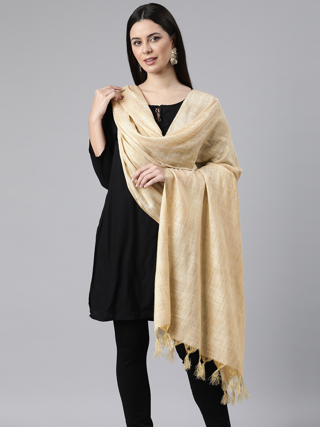 

swatika Solid Dupatta, Gold