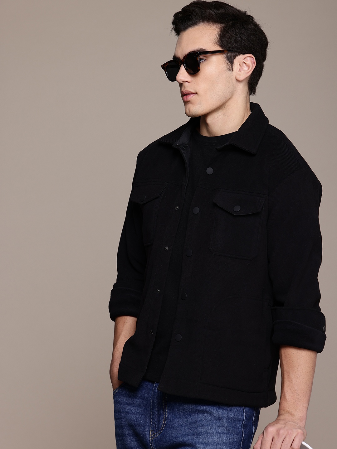 

French Connection Outdoor Open Front Jacket, Black