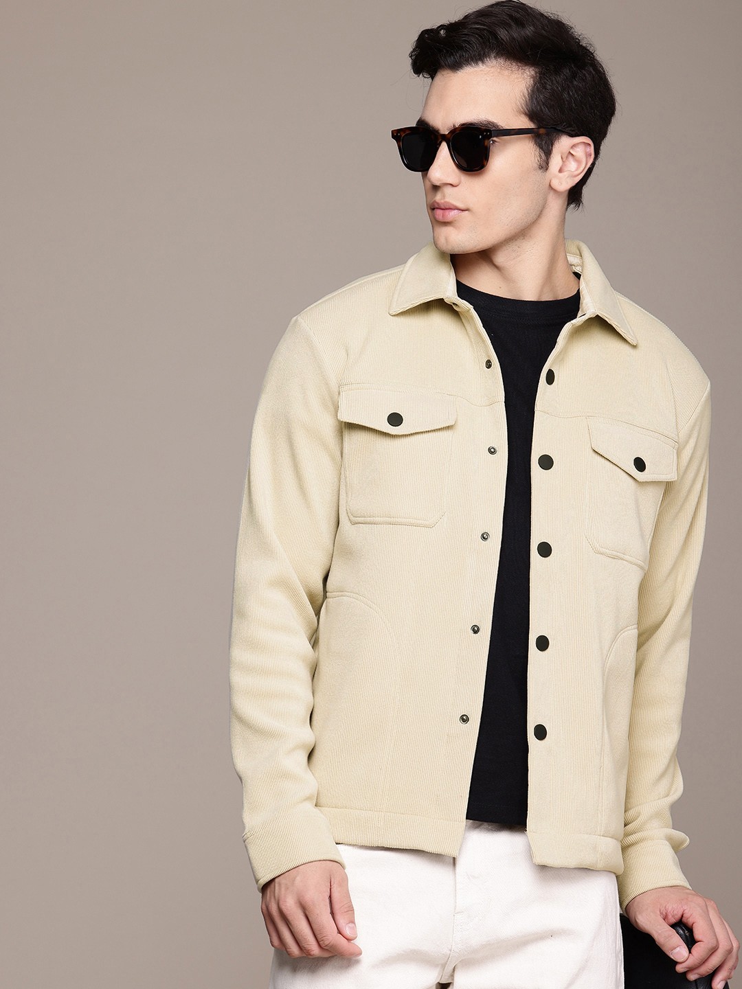 

French Connection Men Corduroy Jacket, Cream