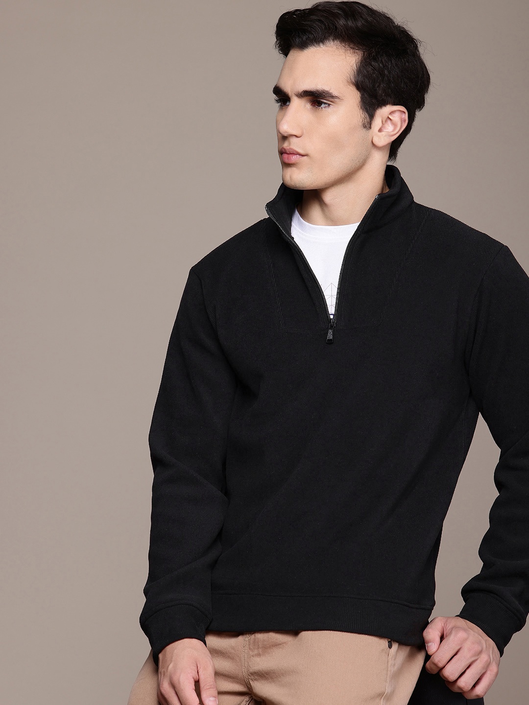 

French Connection Half-Zip Sweatshirt, Black