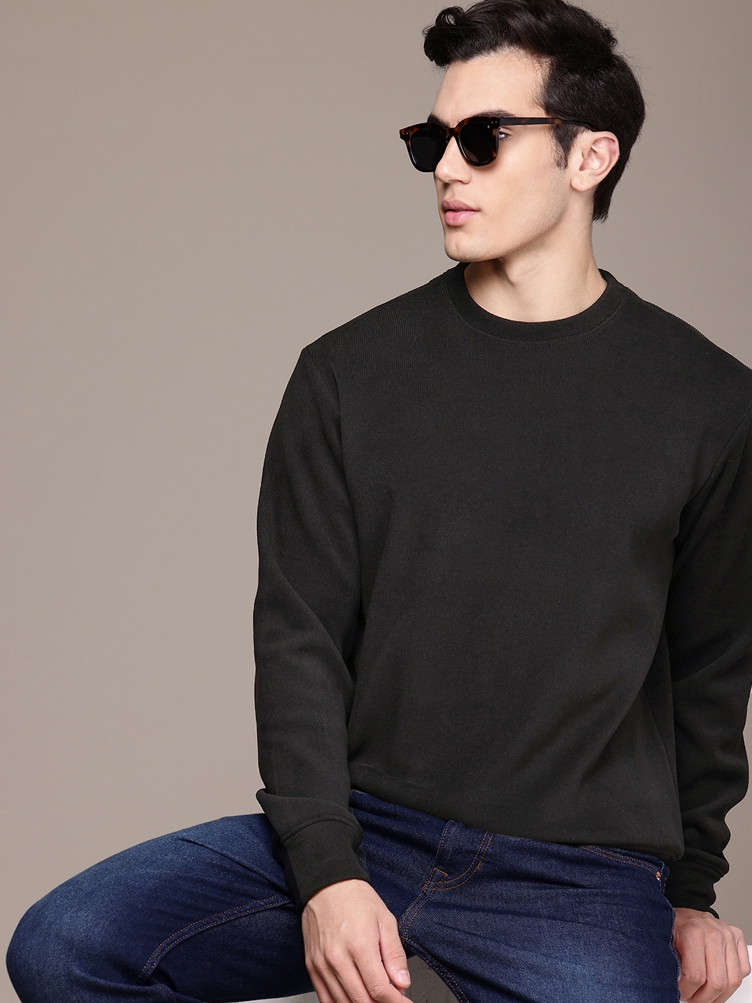 

French Connection Round Neck Sweatshirt, Black