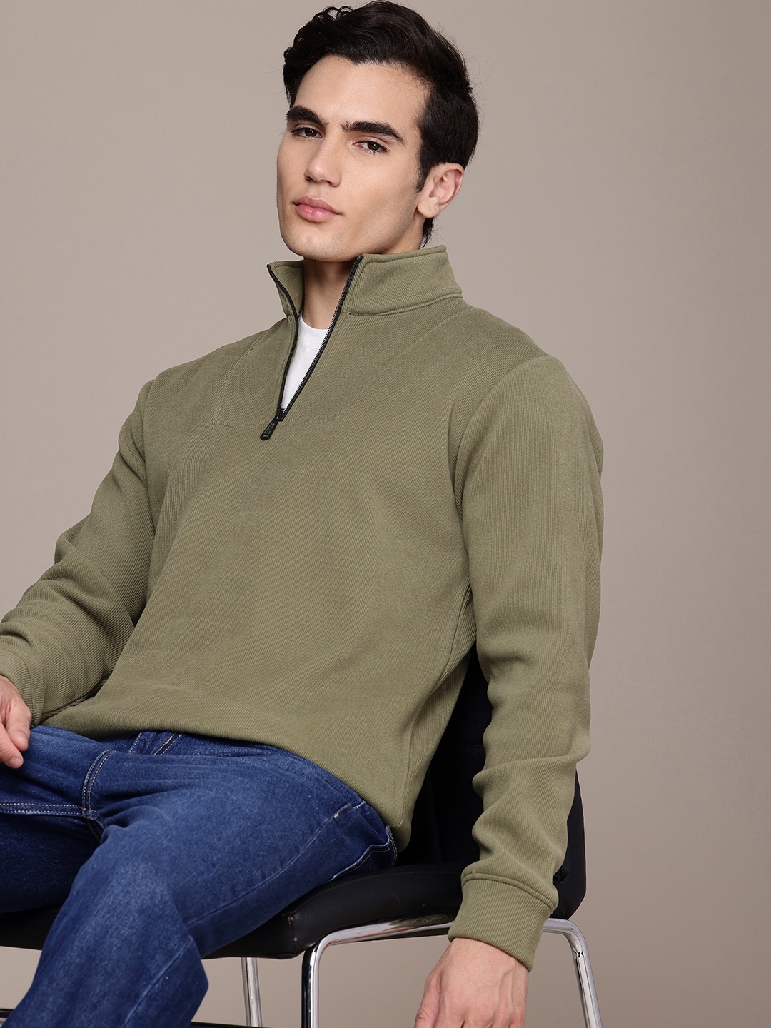 

French Connection Half Zip Sweatshirt, Olive