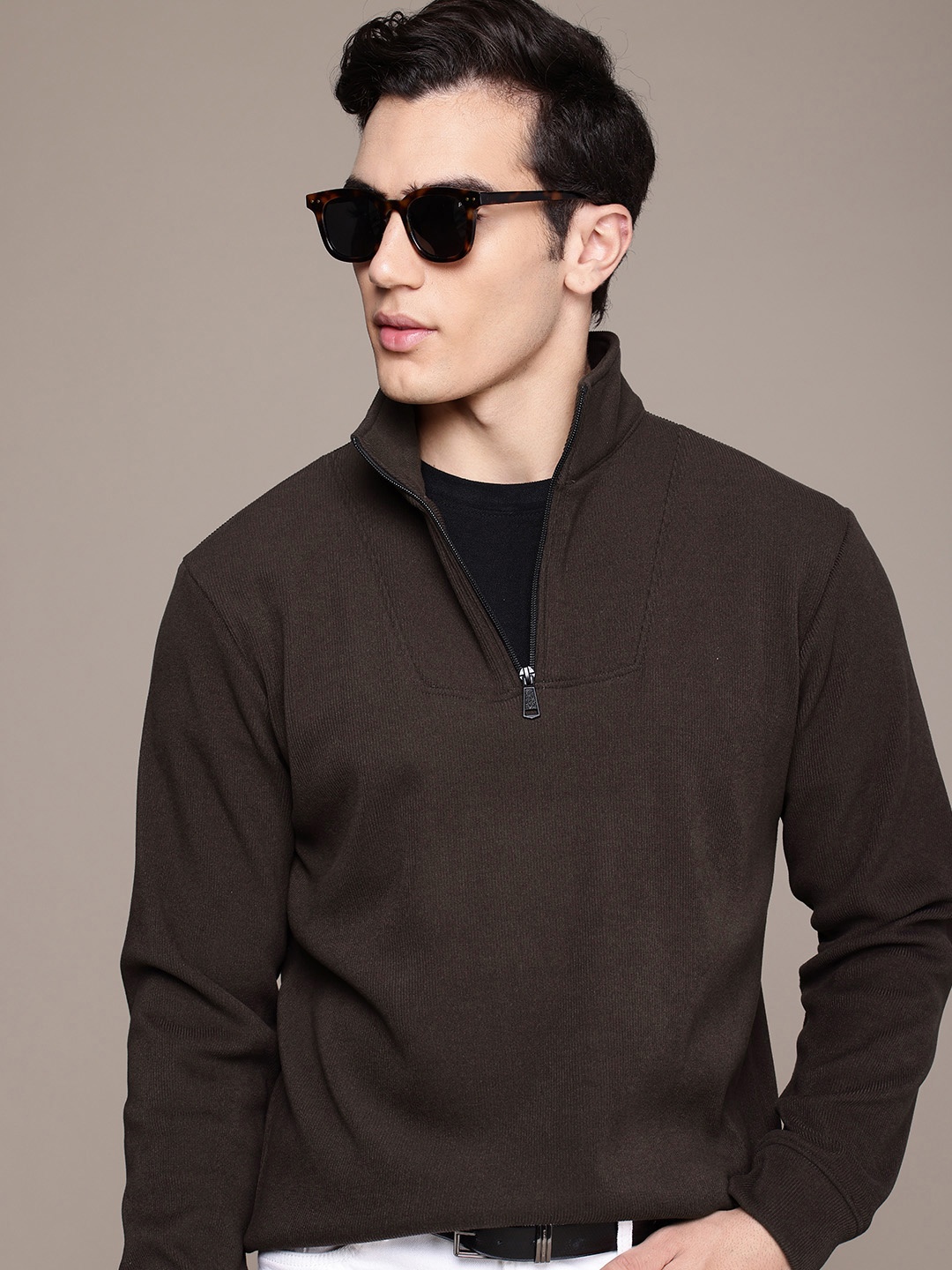 

French Connection Round Neck Sweatshirt, Brown