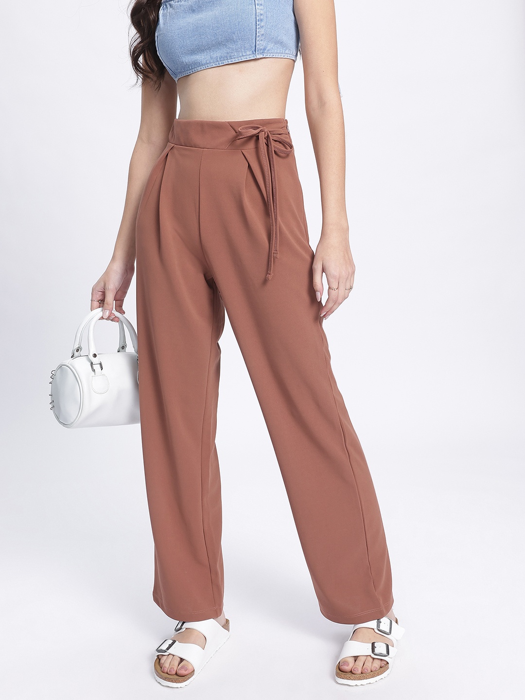 

DressBerry Women Elegant Essence Pleated Trouser, Brown