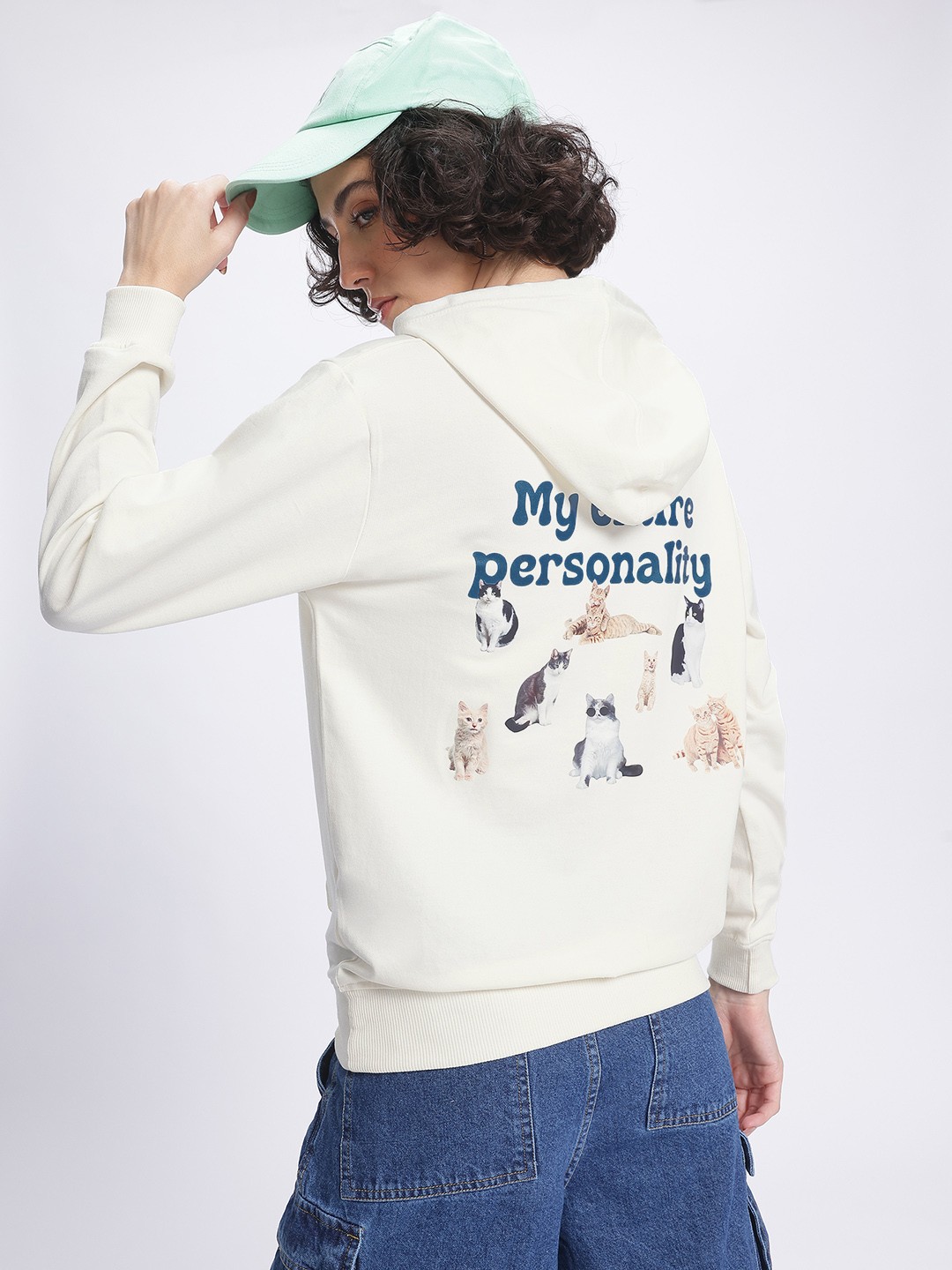 

DressBerry Text Talk Printed Hooded Sweatshirt, Off white