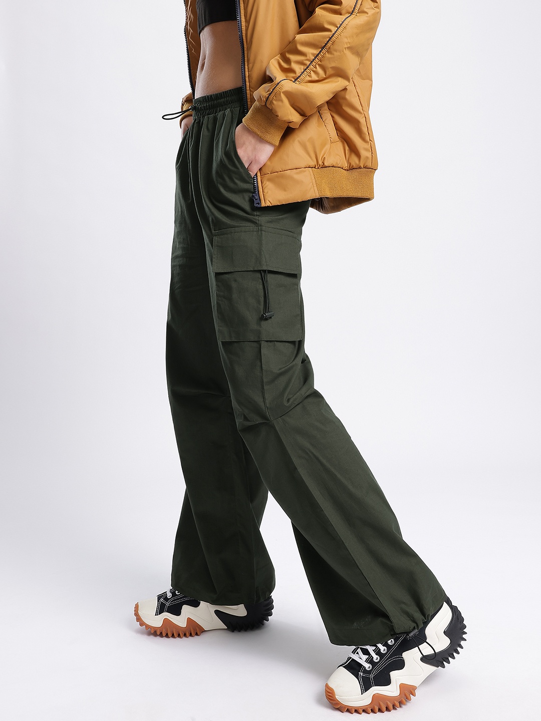 

DressBerry Women Urban Ease Toggled Cargo Style Trousers, Olive