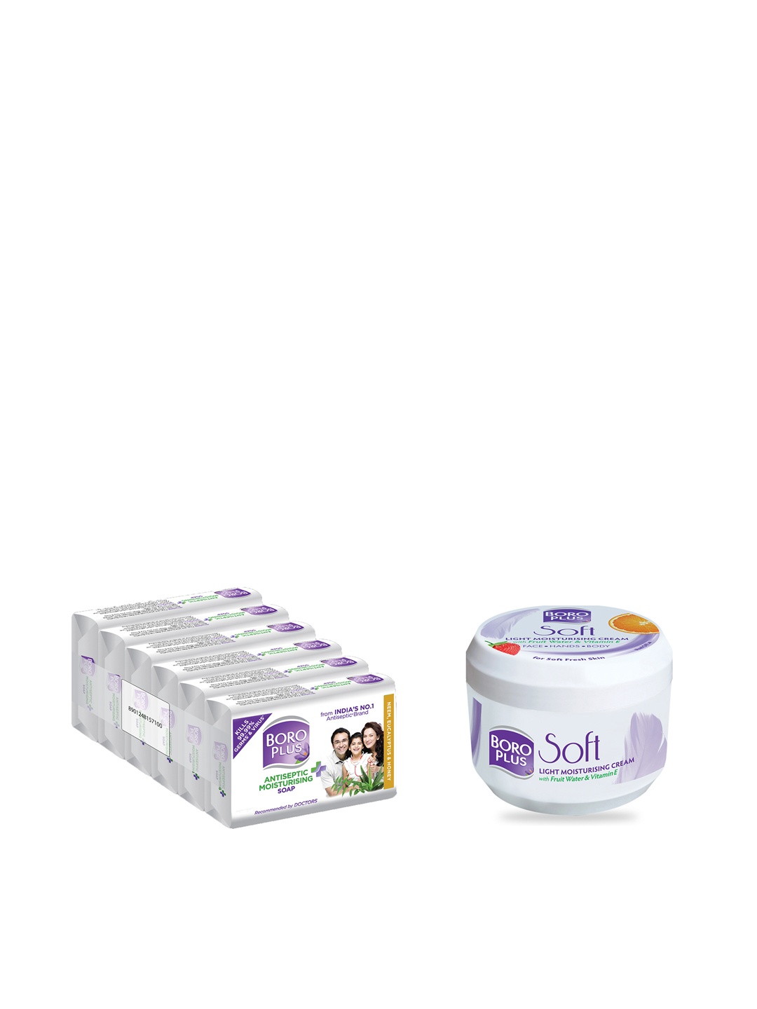 

BOROPLUS Set of 6 Antiseptic Soap 125g each & 2 Soft Ayurvedic Antiseptic Cream 300ml, White