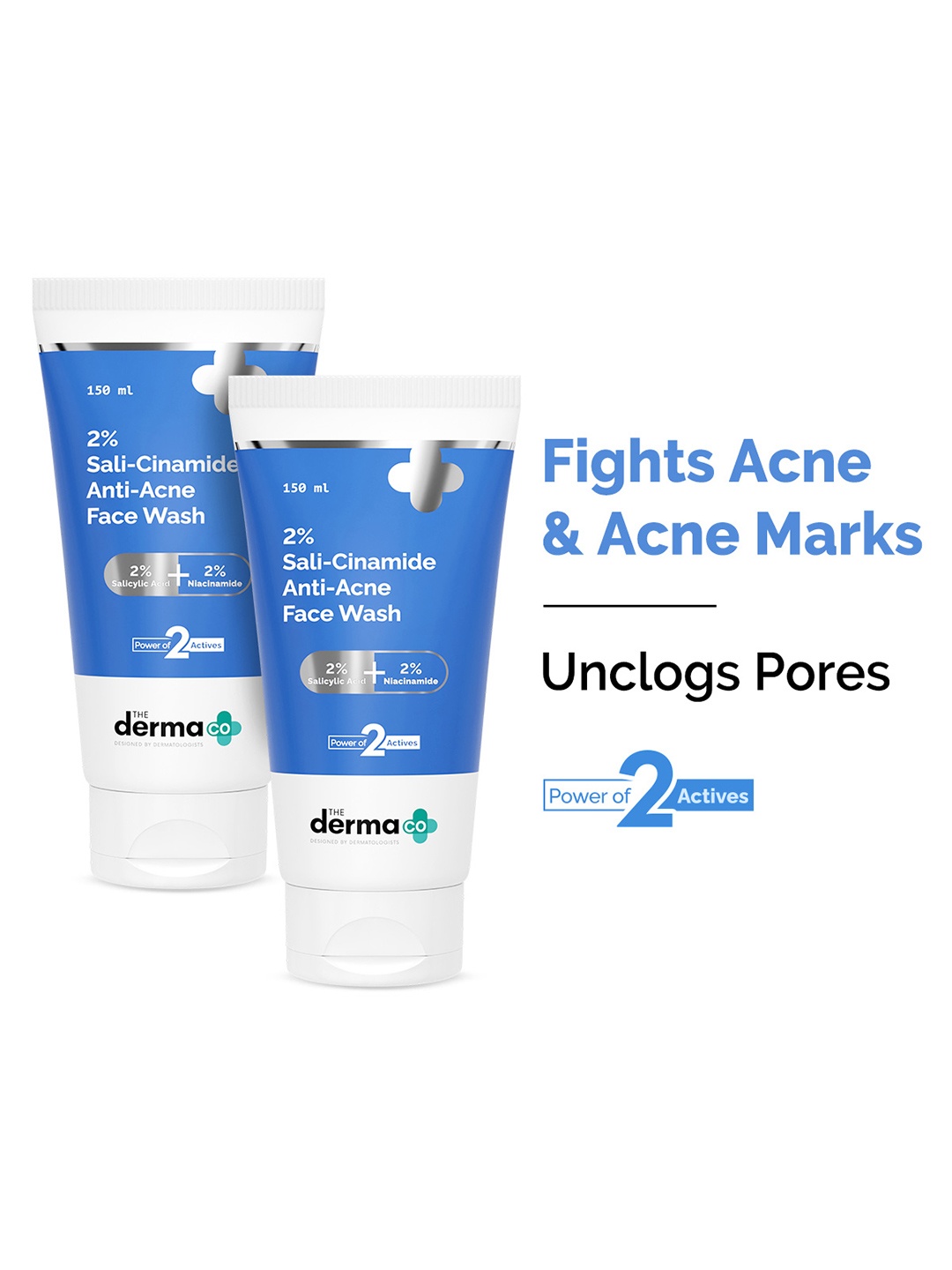 

The Derma co. Set of 2 Sali-Cinamide Anti-Acne Face Wash - 150ml each, Blue