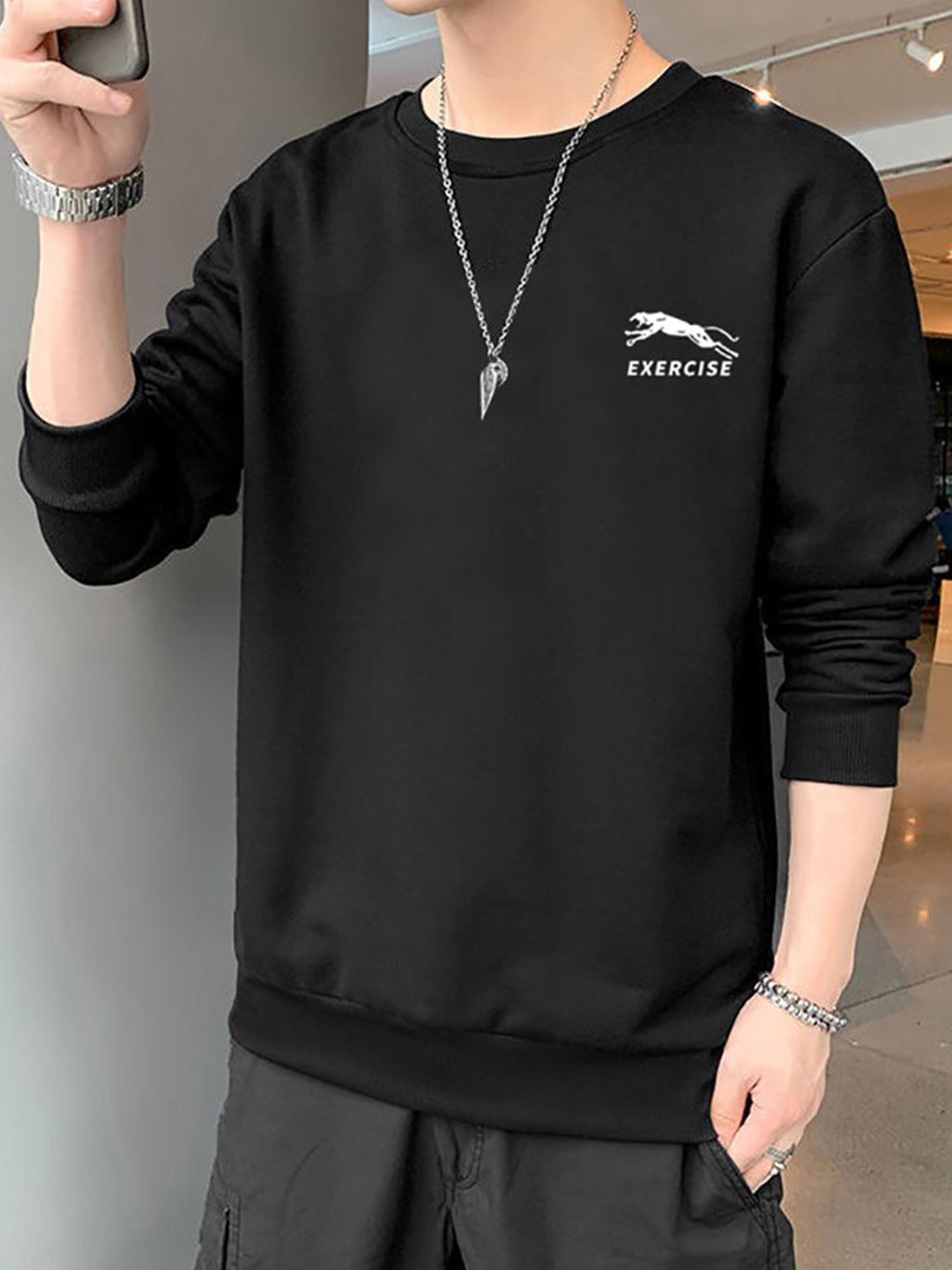 

StyleCast x Revolte Men Typography Printed Round Neck Pullover Sweatshirt, Black